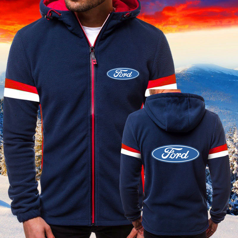 2022 Autumn hip hop male sweatshirt ford car logo printing hoodies high quality cotton fleece sewing color jacket with male hood alx