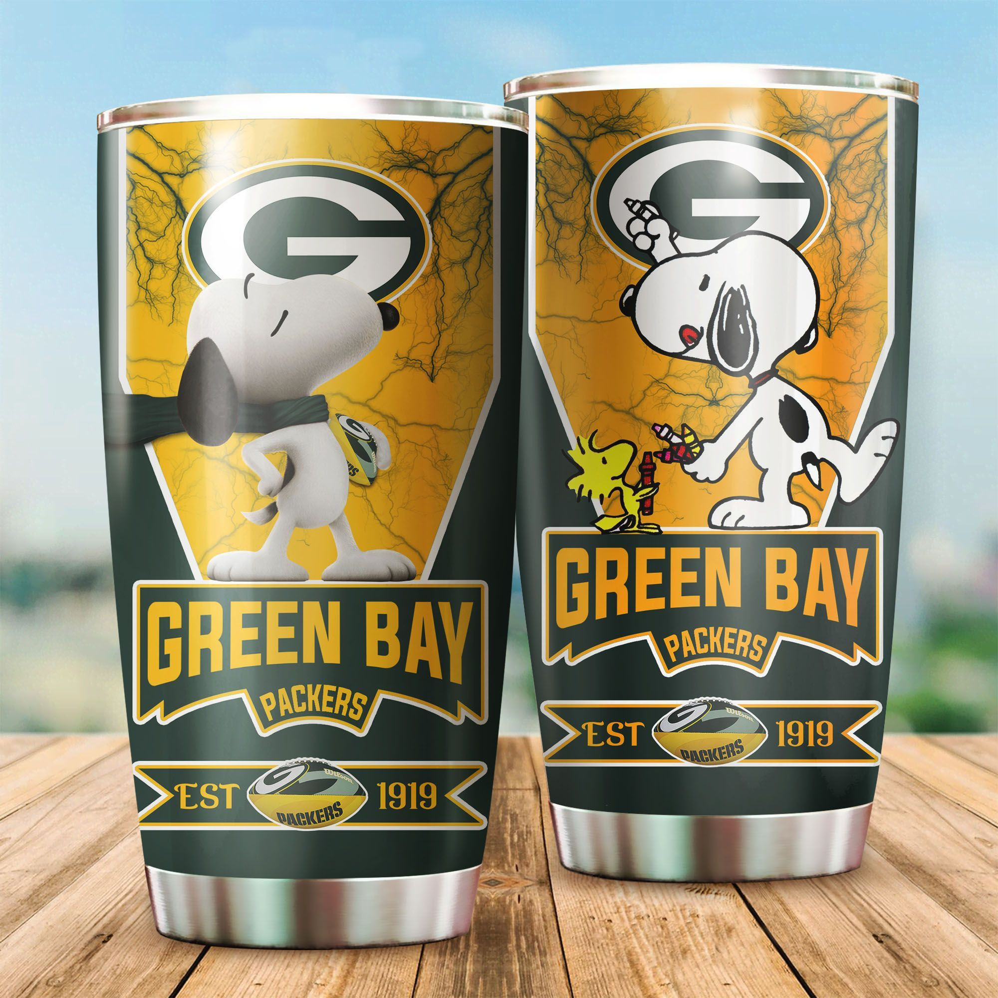 Green Bay Packers Snoopy All Over Print 3D Tumbler-Tph