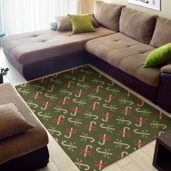 Xmas Candy Cane Pattern Print Area Rug