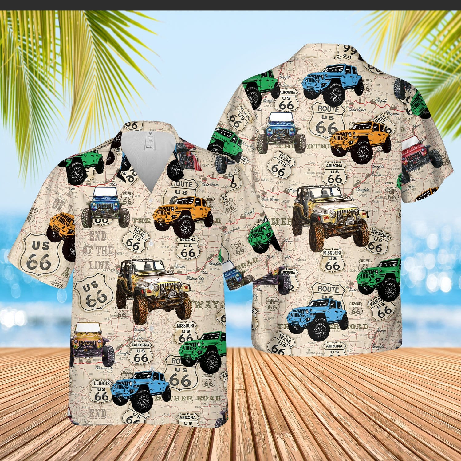 Amazing Route Us 66 Jeep Vintage Unisex Hawaii Shirts Ha52309