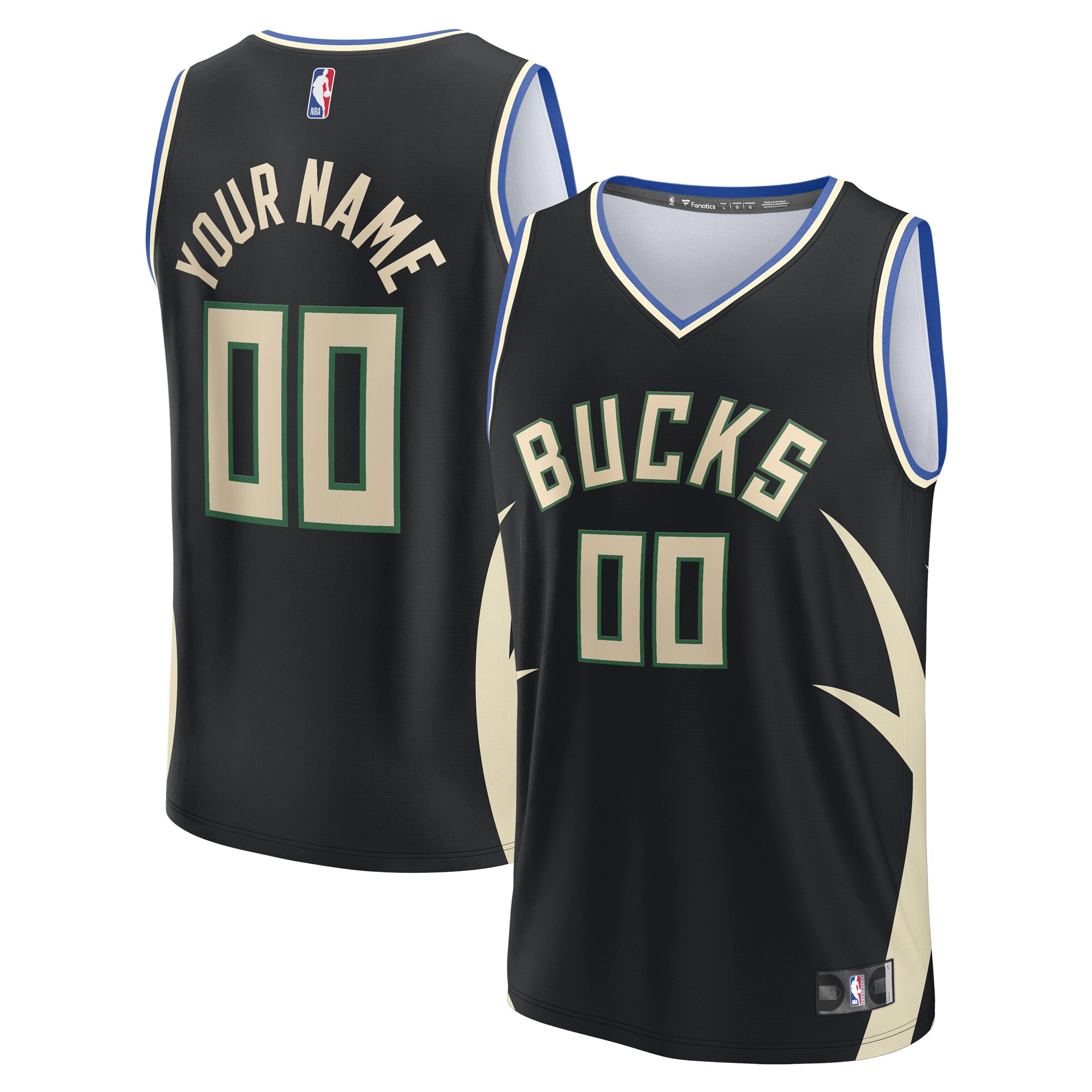 Milwaukee Bucks Branded Custom Fast Break Jersey – Statement Edition – Black