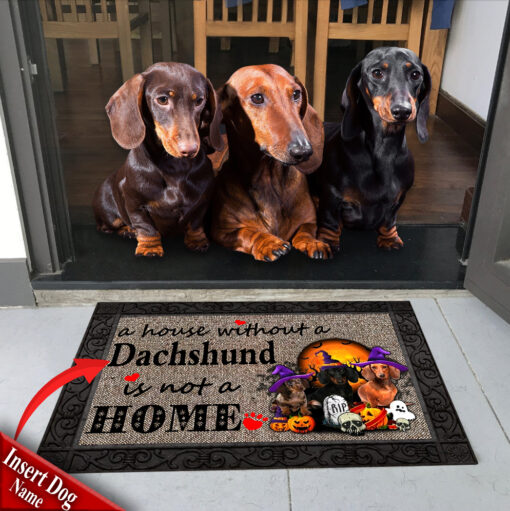 Dachshund With Halloween Custom Doormat All Over Printed