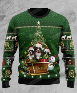 Bernese Mountain Dog Group Xmas Ugly Christmas Sweater, All Over Print Sweatshirt