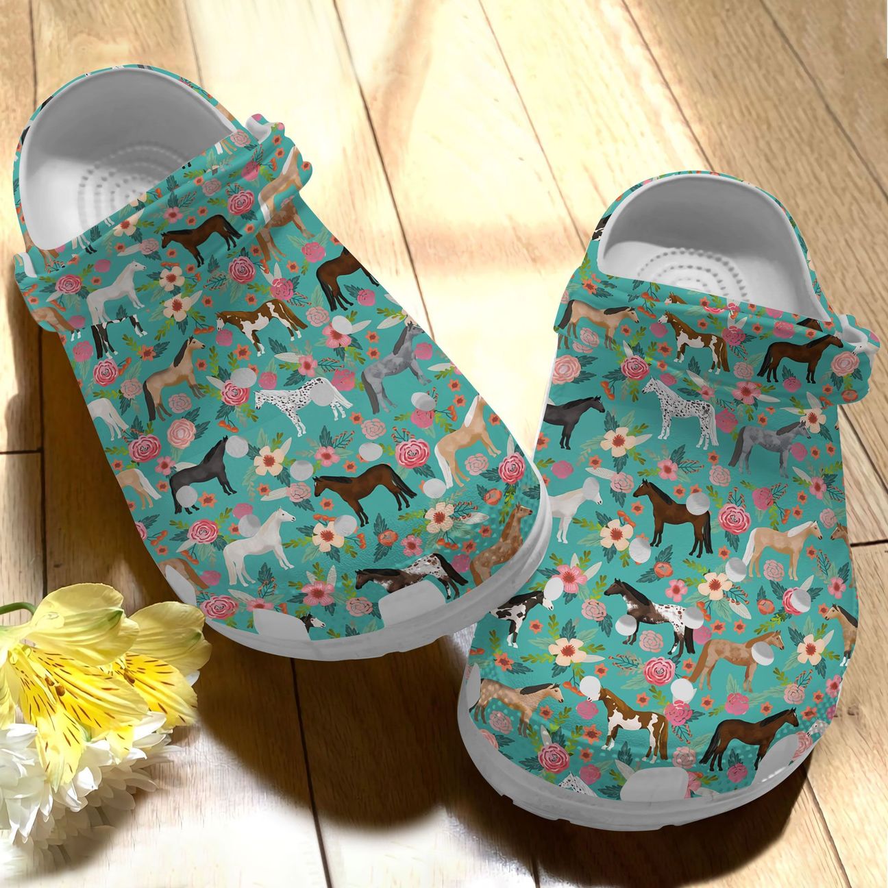 Horse Personalize Clog, Custom Name, Text, Fashion Style For Women, Men, Kid, Print 3D Floral