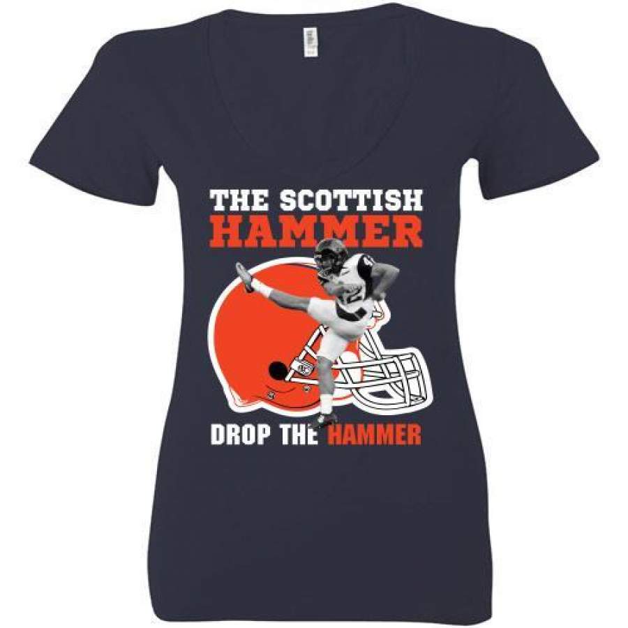 Scottish Hammer Drop The Hammer Cleveland Browns Ladies Deep V-Neck T-Shirt