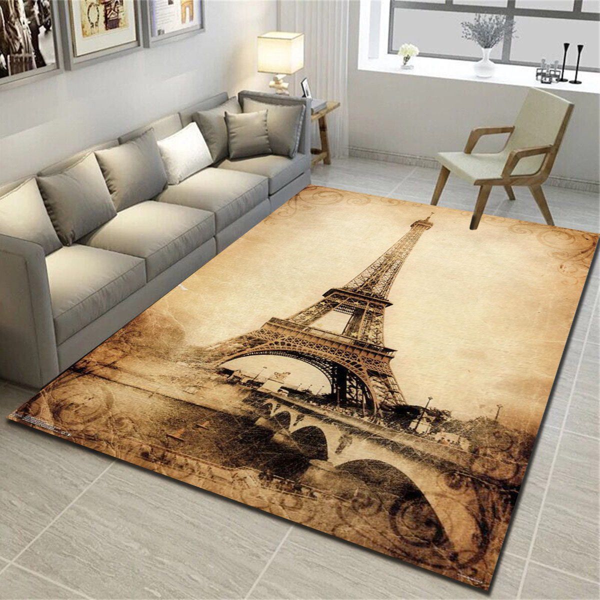 The Eiffel Tower Rustic Rugs, Living Room Bedroom Carpet