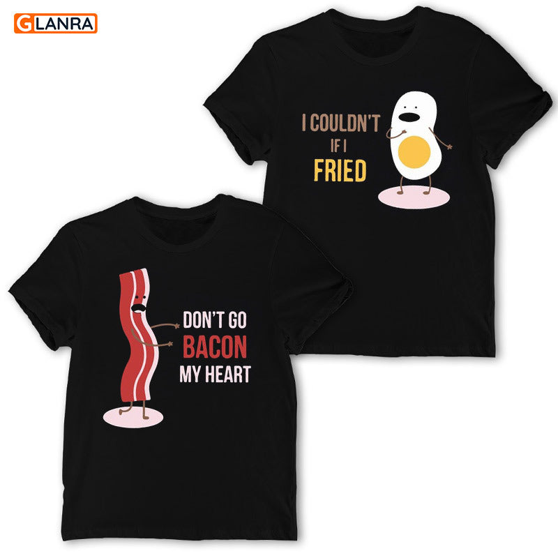 Don’T Go Bacon My Heart I Couldn’T If I Fried Shirt, Couple Shirt, Bacon Fried Couple Shirt, Matching Couple Shirt, T-Shirt, Tee