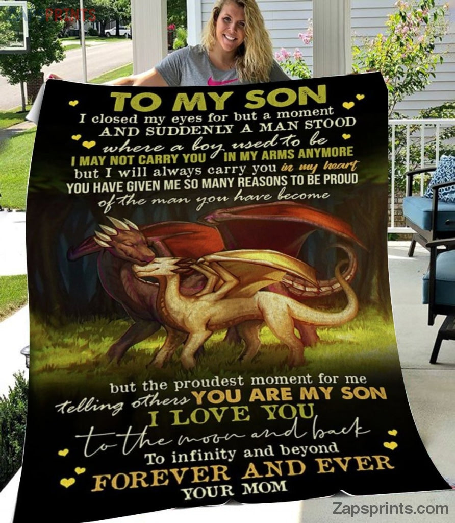 Gift For Son – To My Son – Dragon – Forever And Always – Mother Gift To Son – Blanket