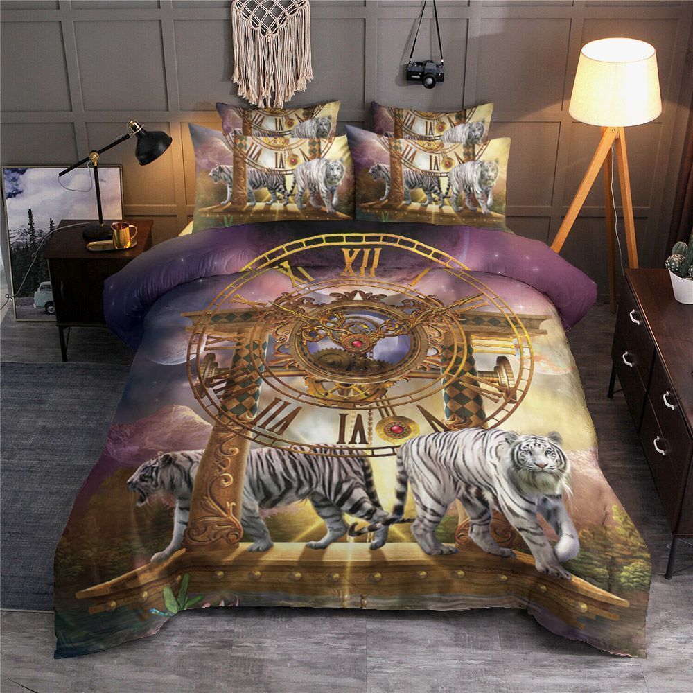 3D White Tiger Magical Moment In Time Cotton Bed Sheets Spread Comforter Duvet Cover Bedding Sets DAC100601