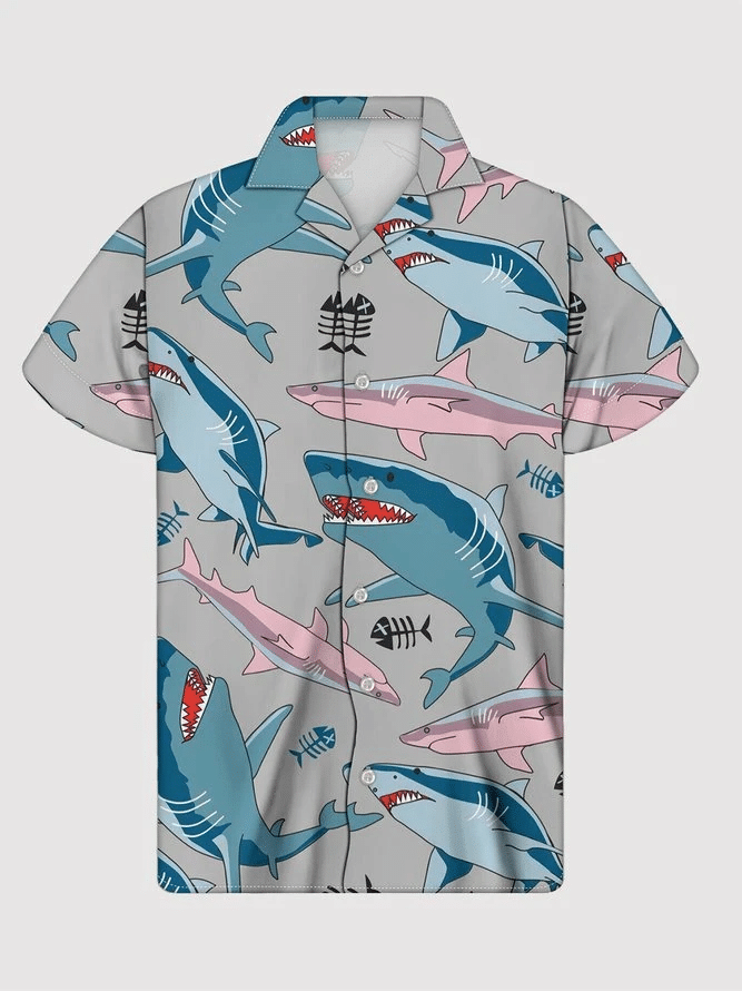 Waybackapparel  Hawaii Shirt Aloha Shirt For Summer Shark Lover 3D Hawaiian Shirt