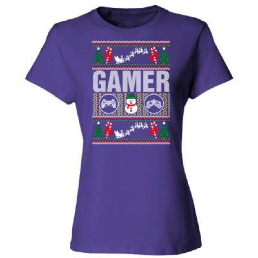 AGR Gamer Ugly Christmas Sweater Xmas – Ladies’ Cotton T-Shirt