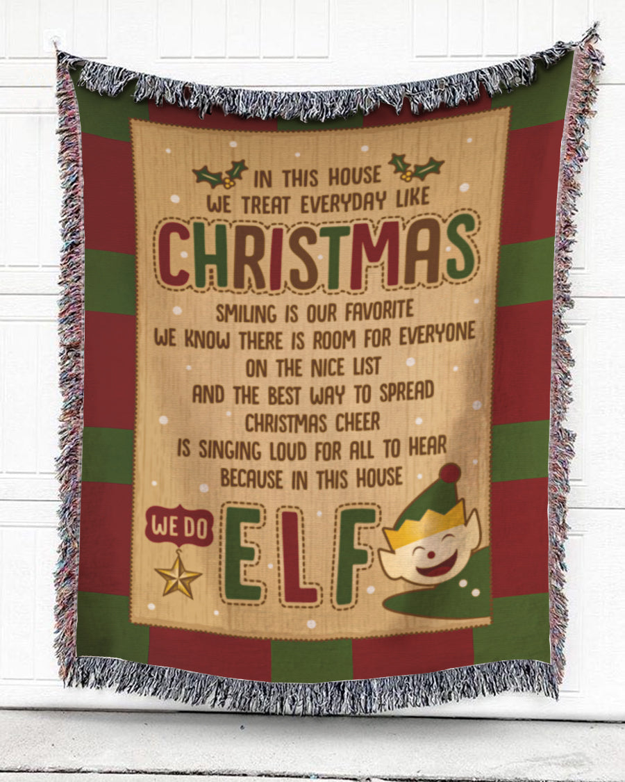 Woven Throw For Kids Christmas Gift, We Do Elf, Cotton Blanket