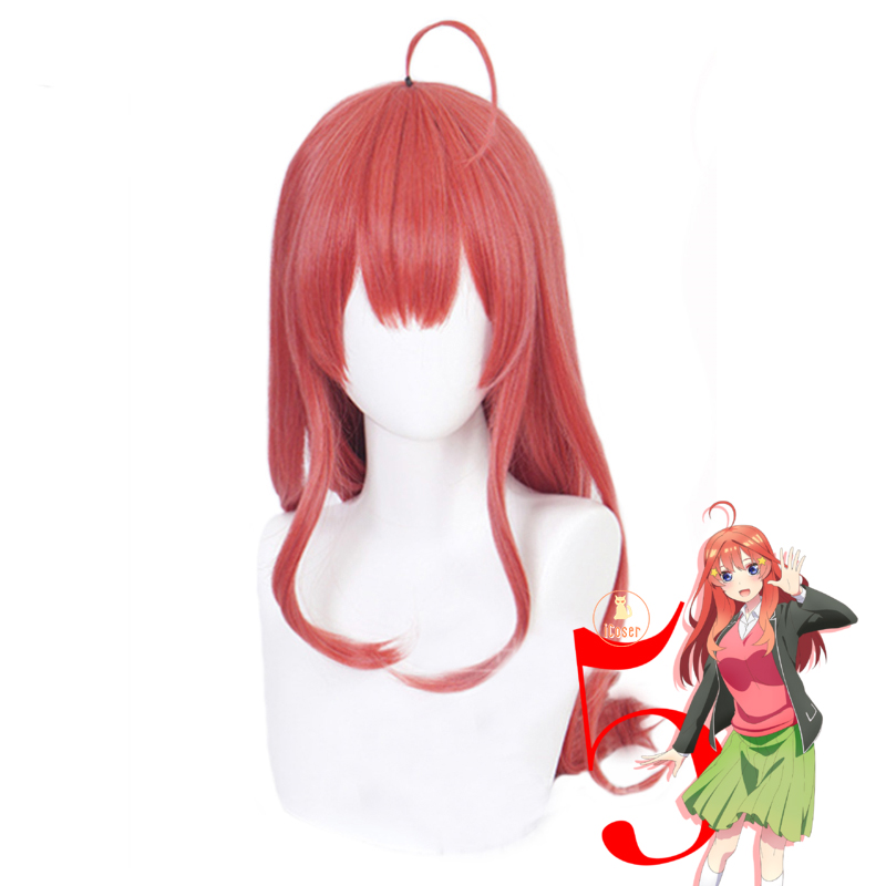 Anime The Quintessential Quintuplets Itsuki Nakano Cosplay Long Wig Reddish Orange Hair Synthetic Free Wig Cap Party Role Play alx