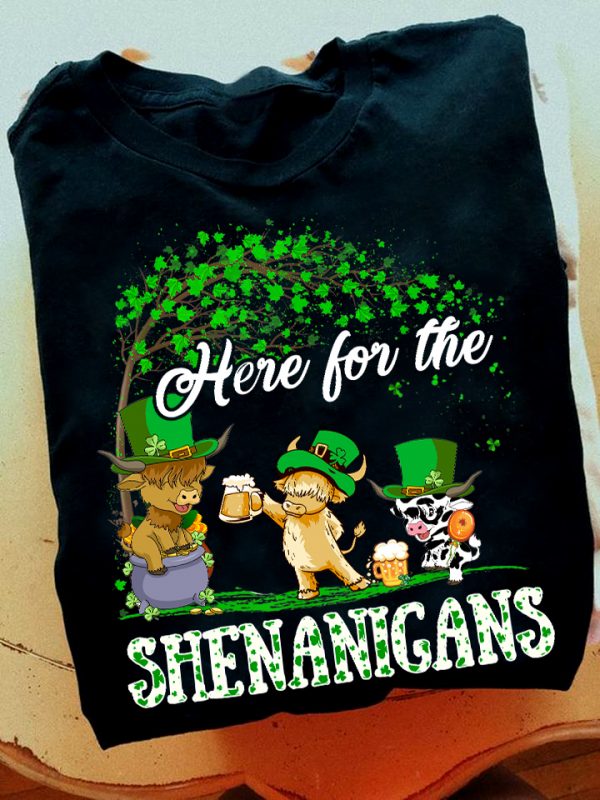 Shenanigans Unisex T-Shirt Cow Shirts St Patrick’S Day Shirt Apparel Gifts For Men Women Ht