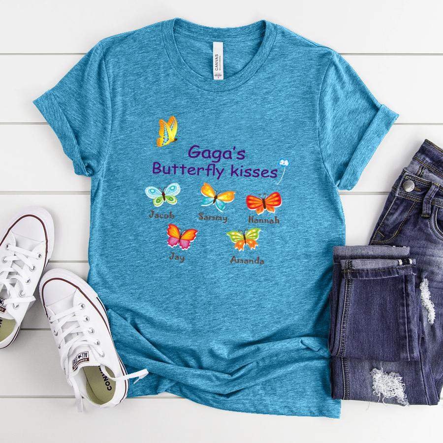 Personalized Gaga’s Butterfly kisses with Grandkids Name Shirt