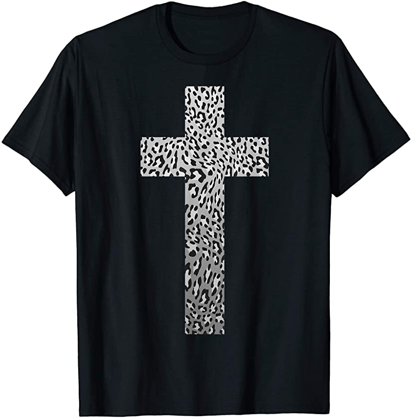 Cute Leopard Print Christian Cross | Funny Panther Love Gift T-Shirt