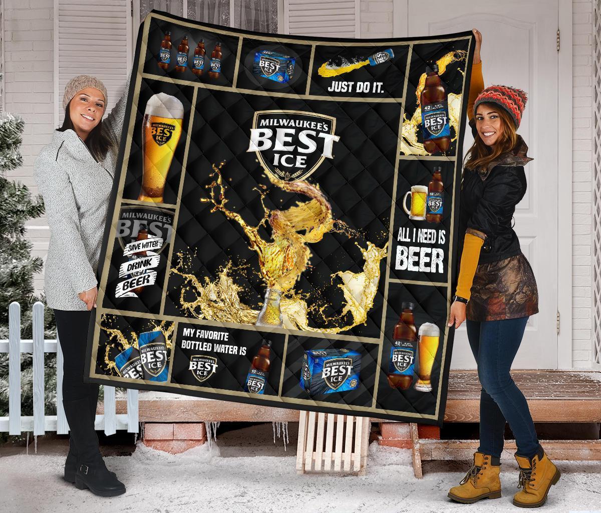 Mil’S Best Ice Quilt Blanket All I Need Is Beer Gift Idea