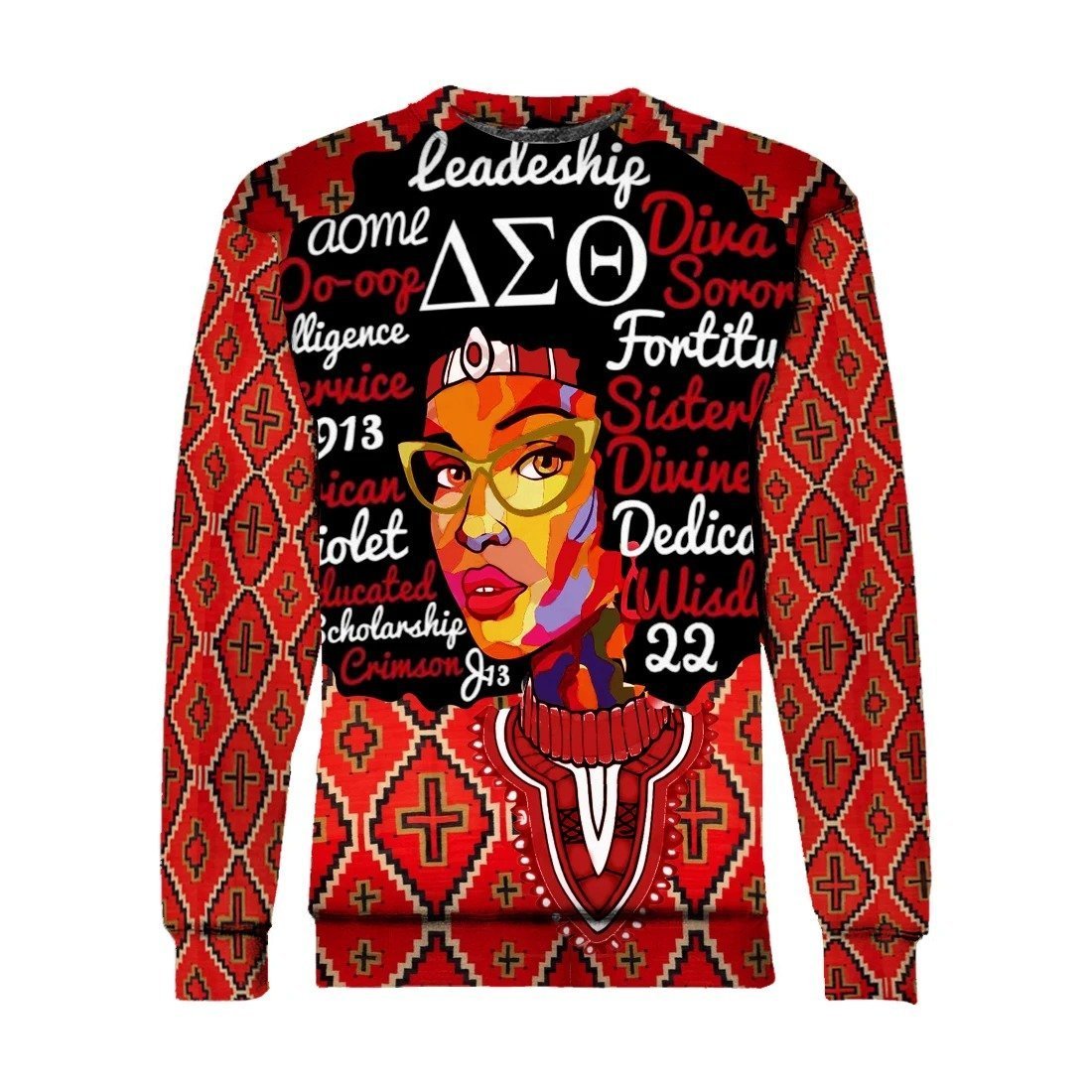 Greek Life Sweatshirt – Delta Sigma Theta Afro Girl Dashiki Sweatshirt