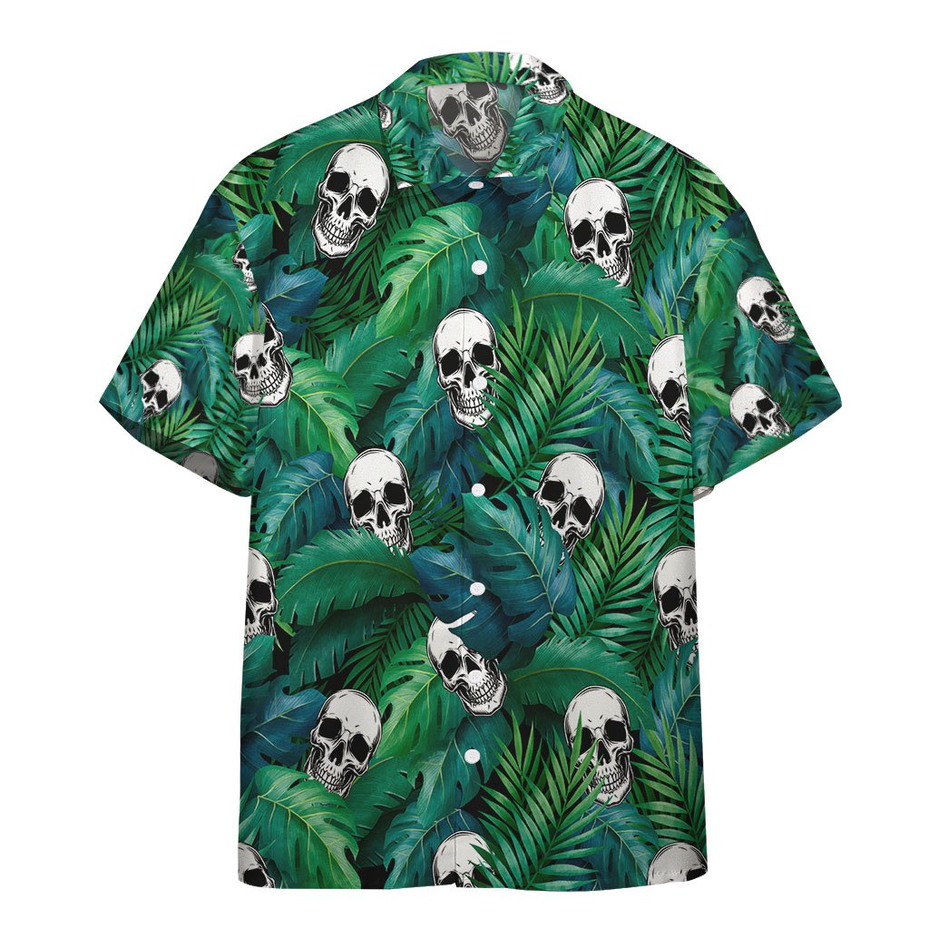 Gearhumans Gearhuman Skull Tropical Hawaii Custom Short Sleeve Shirt Ha95622