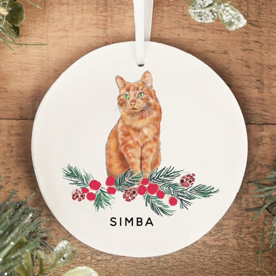 Ginger Cat Orange Tabby Cat Christmas Ornament