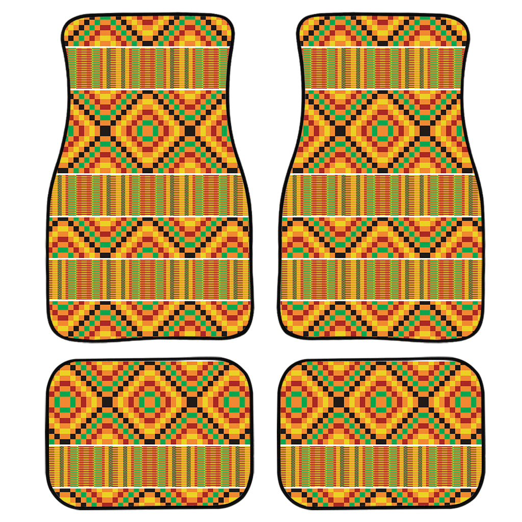 Ethnic Kente Pattern Print Front And Back Car Floor Mats, Front Car Mat