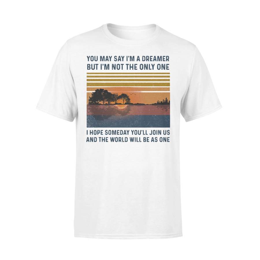 Guitar Lake You May Say I’m A Dreamer But I’m Not The Only One I Hope Someday You’ll Join Us Vintage Retro T-shirt