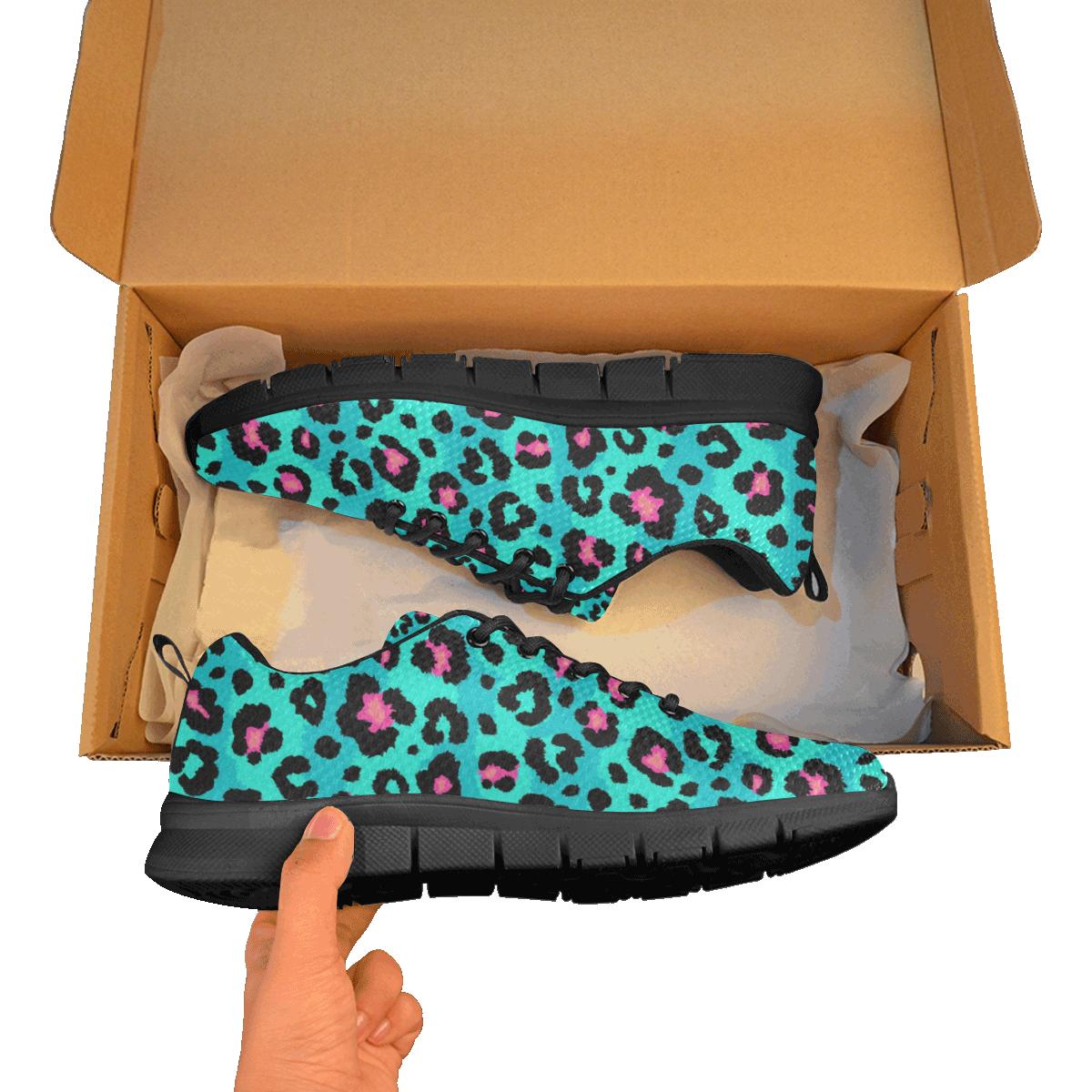 Green leopard skin print pattern Women’s Sneaker Shoes