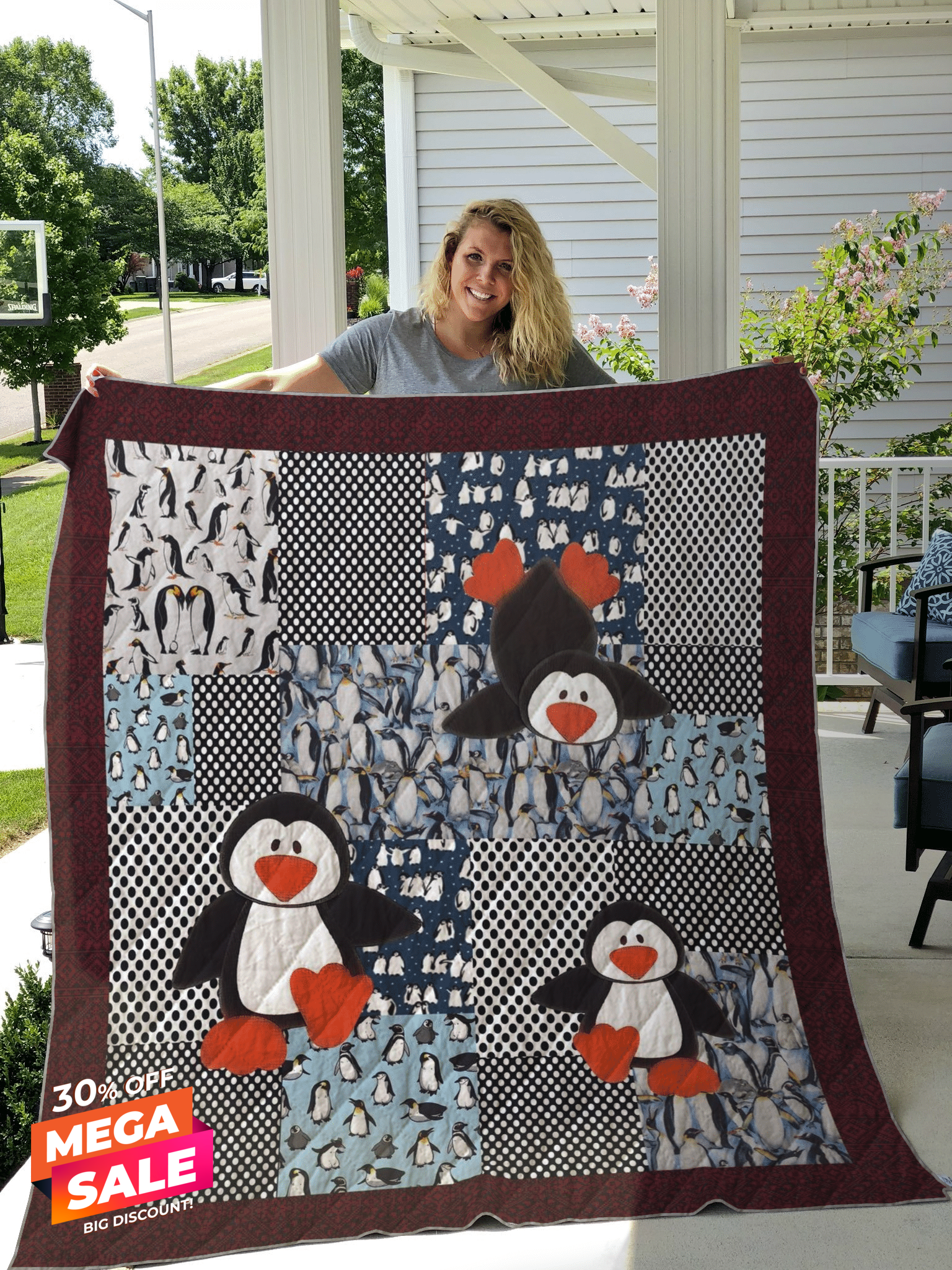 Penguin Loves FUCT2108 Quilt Blanket