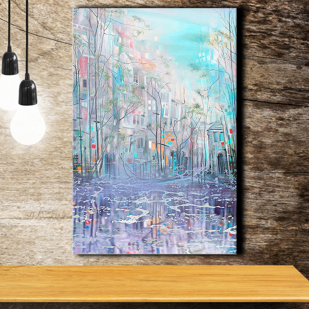 Blue Spring Town Canvas Print – Canvas Painting, Canvas Art, Wall Art, Wall Decor