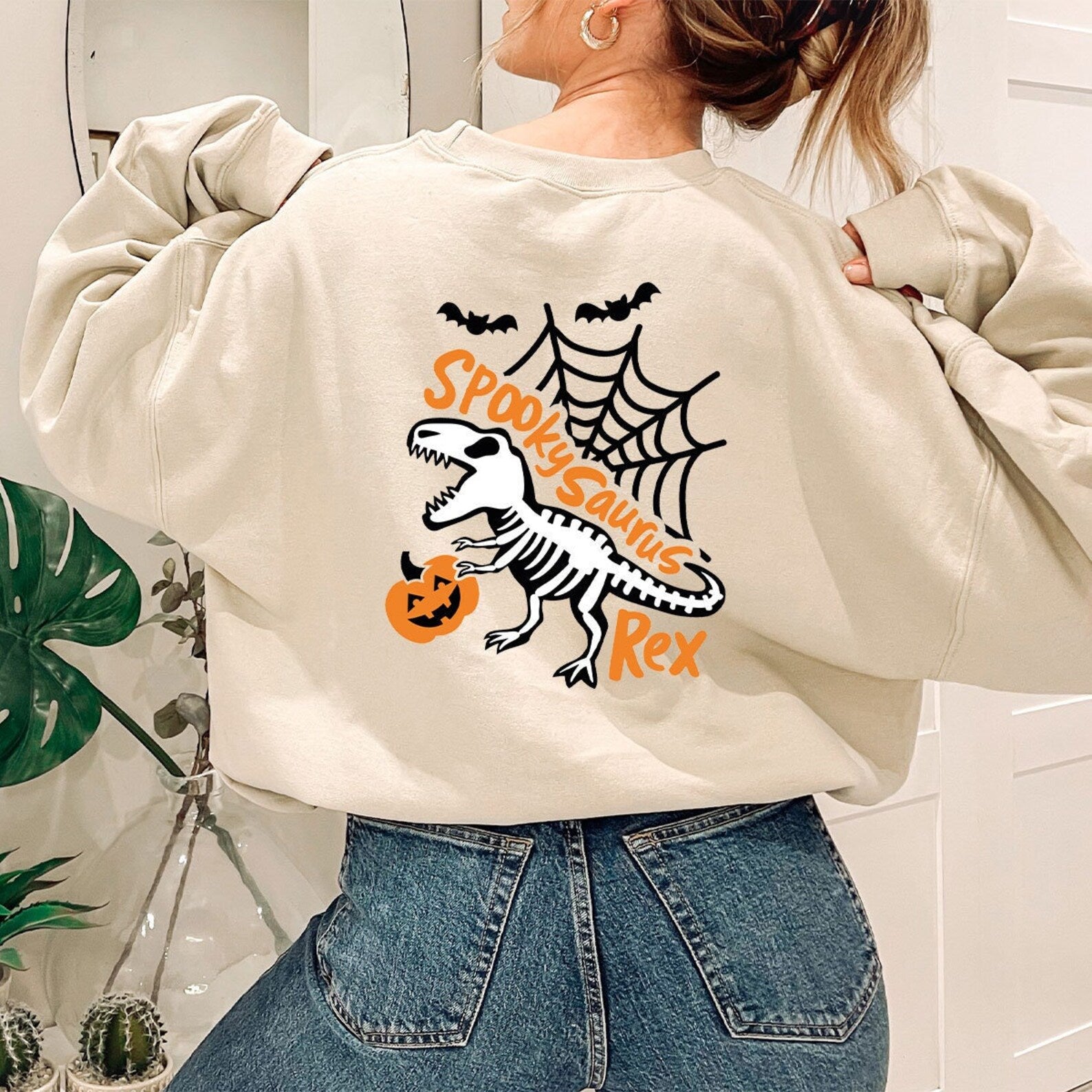 Halloween Dinosaur Sweatshirt 2D Crewneck Sweatshirt All Over Print Sweatshirt For Women Sweatshirt For Men Sws4277