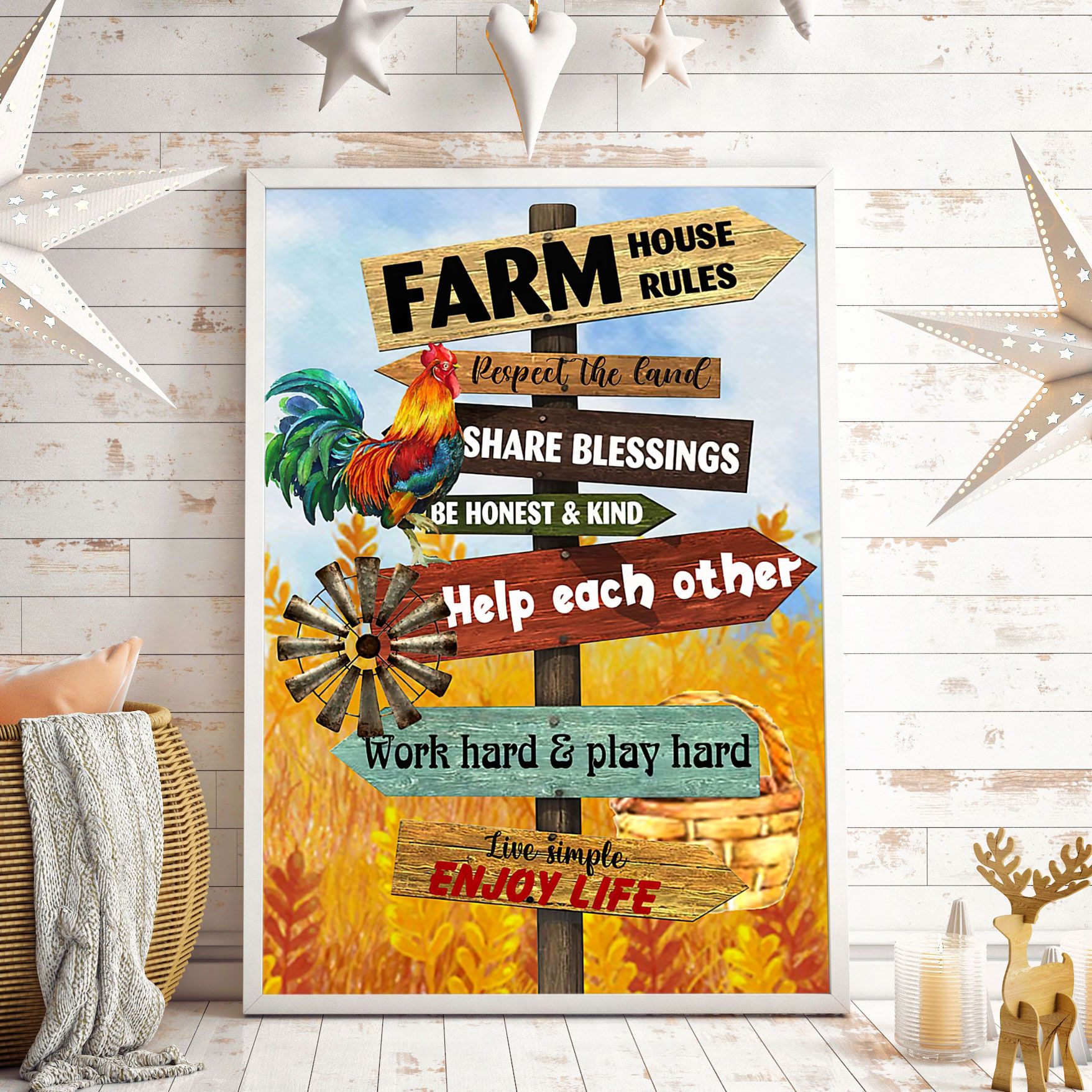Farm House Rules Wall Art Vertical Poster Poster Art Design