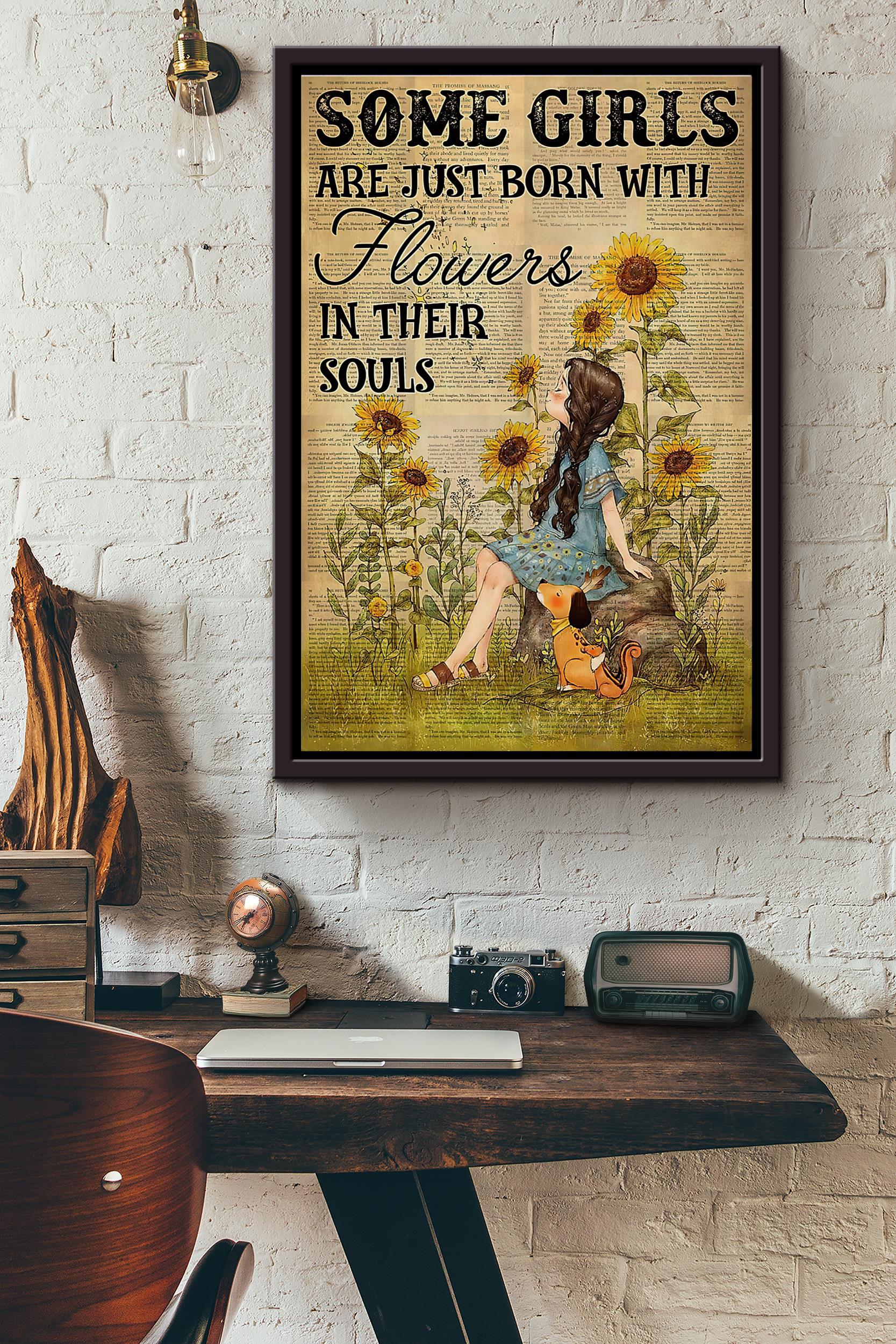 Some Girls Are Just Born With Flowers In Their Souls Dictionary Poster Framed Matte Canvas