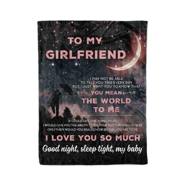 To My Girlfriend You Mean The World To Me Blanket Gift For Girlfriend From Boyfriend Family Birthday Gift Home Decor Bedding Couch Sofa Soft And Comfy Cozy