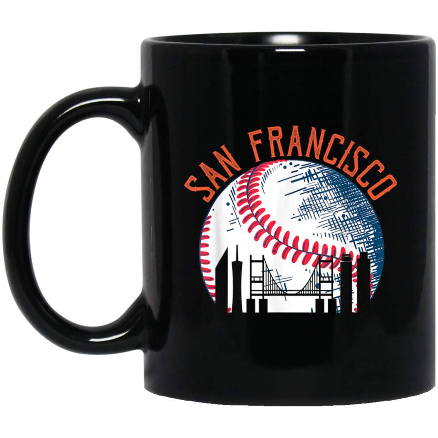 Vintage Downtown San Francisco Skyline Baseball Lovers Gift Mug