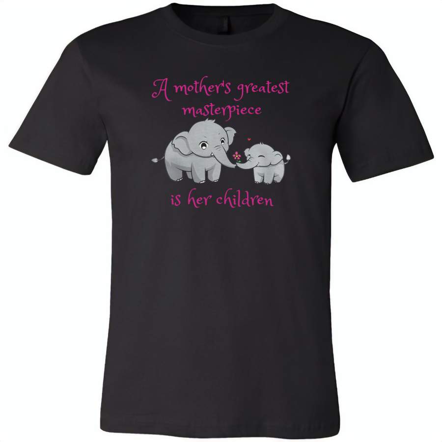 A mother’s greatest masterpiece in her children elephant mom and baby – Canvas Unisex USA Shirt