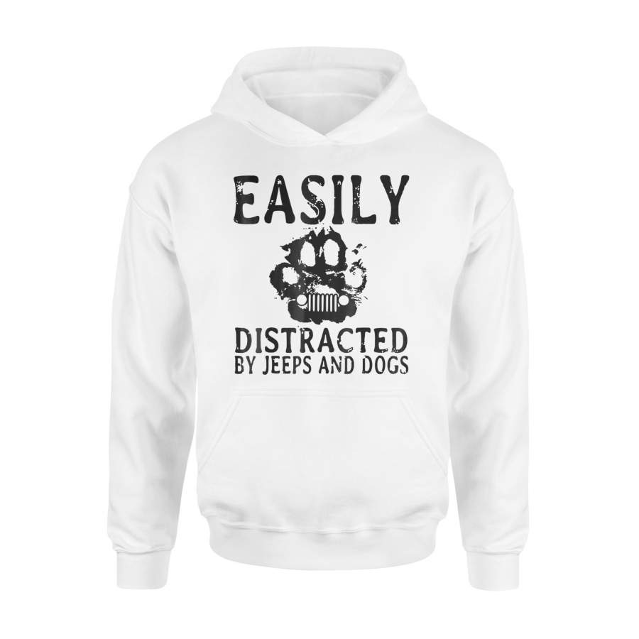 Easily Distracted By Jeeps And Dogs Flower Funny Gift Hoodie T-Shirt