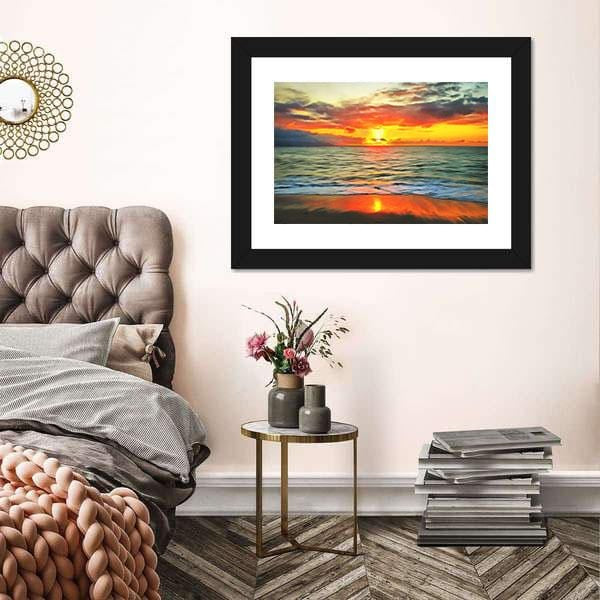 Beach Canvas Art Banderas Bay Sunset 1738 3 Panel Canvas Art Print Wall Art Home Decor