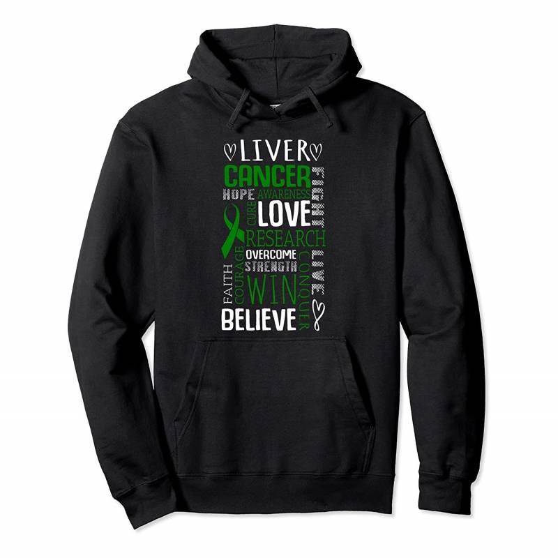 Word Cloud Liver Cancer Awareness Ribbon Gifts Pullover Hoodie