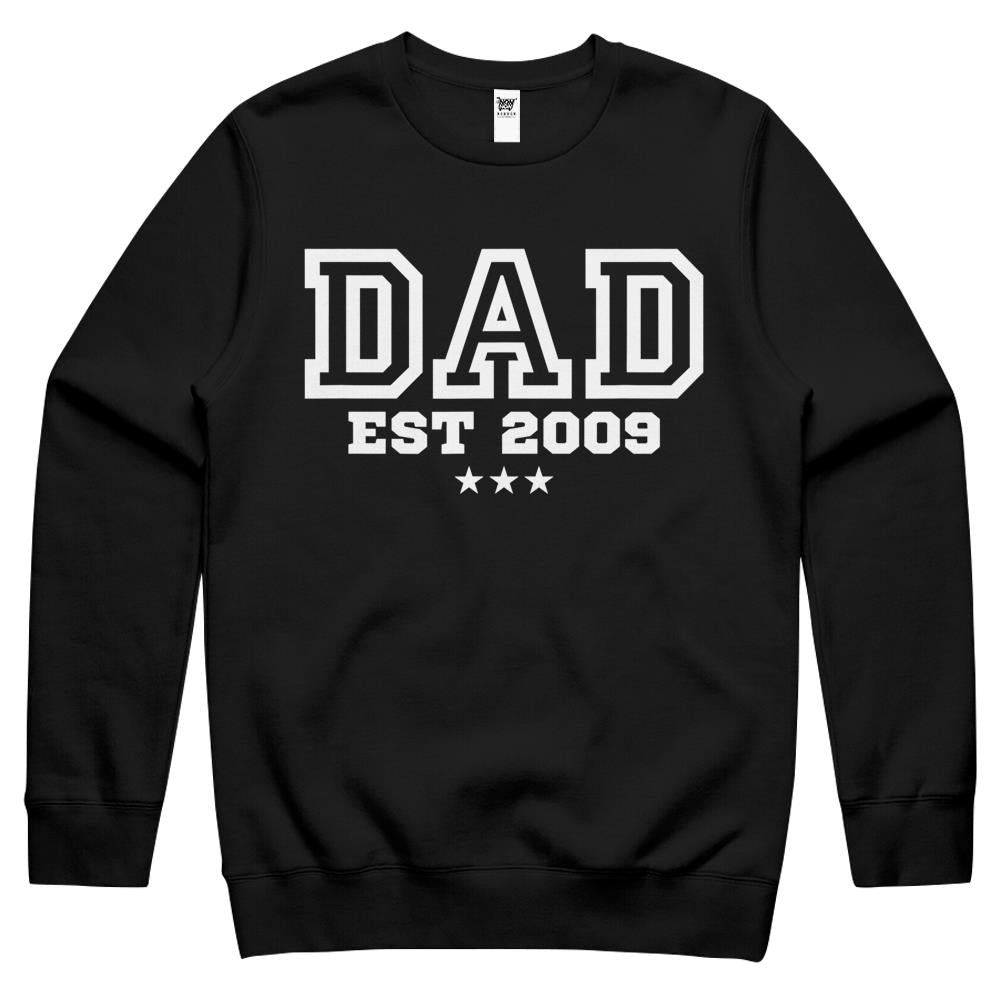 Mens Dad Established 2009 Father’S Day Gift Crewneck Sweatshirt