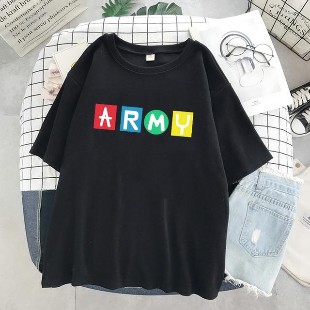 2020 New Bts Dynamite Fans Ladies T-Shirt Cartoon Letter