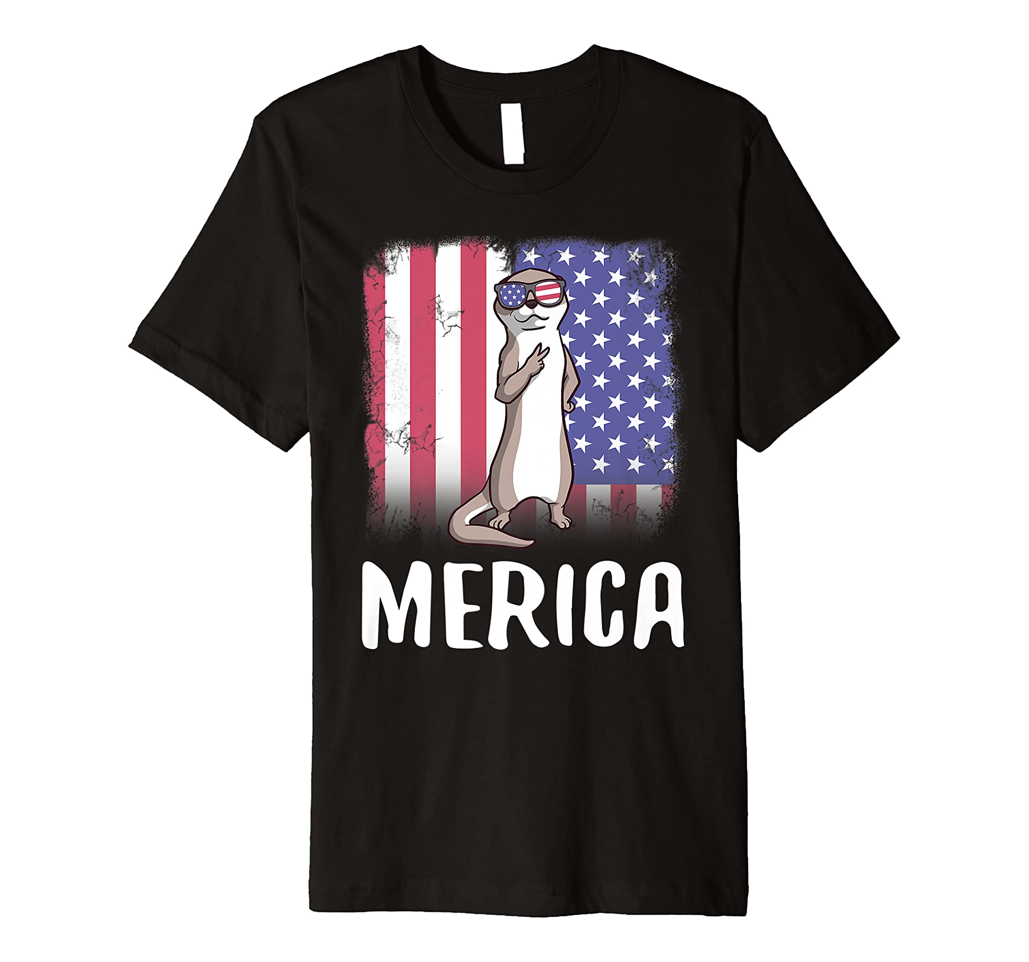 Merica Sea Otter USA American Flag 4th of July Cute Gift Premium T-Shirt