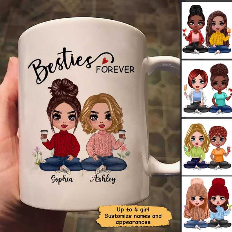 Flower Doll Girls Gift For Besties Personalized Mug