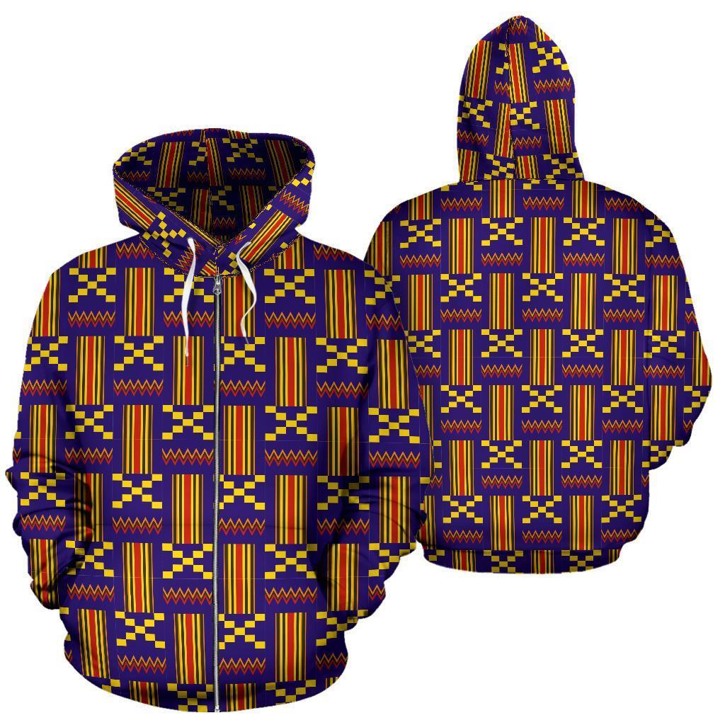 Greek Life Hoodie – Kente Zip Hoodie Blue Akan