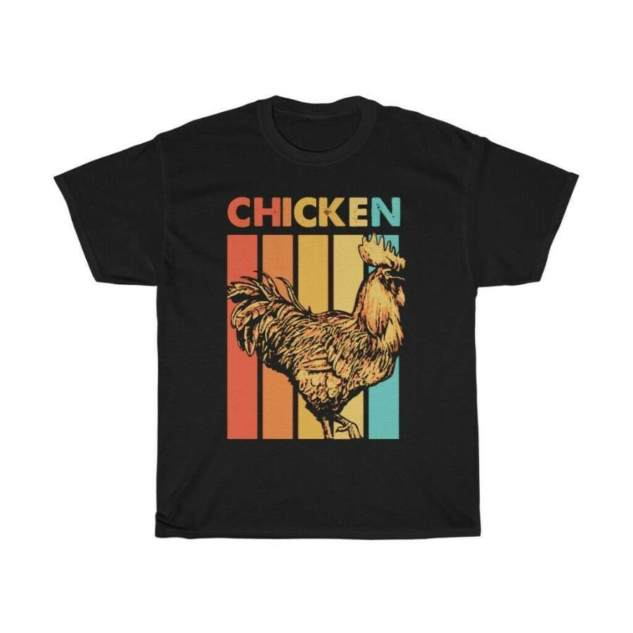 Vint Chicken Awesome Animal Farm Bio Unisex Retro Bird cool Black Adult T-shirt