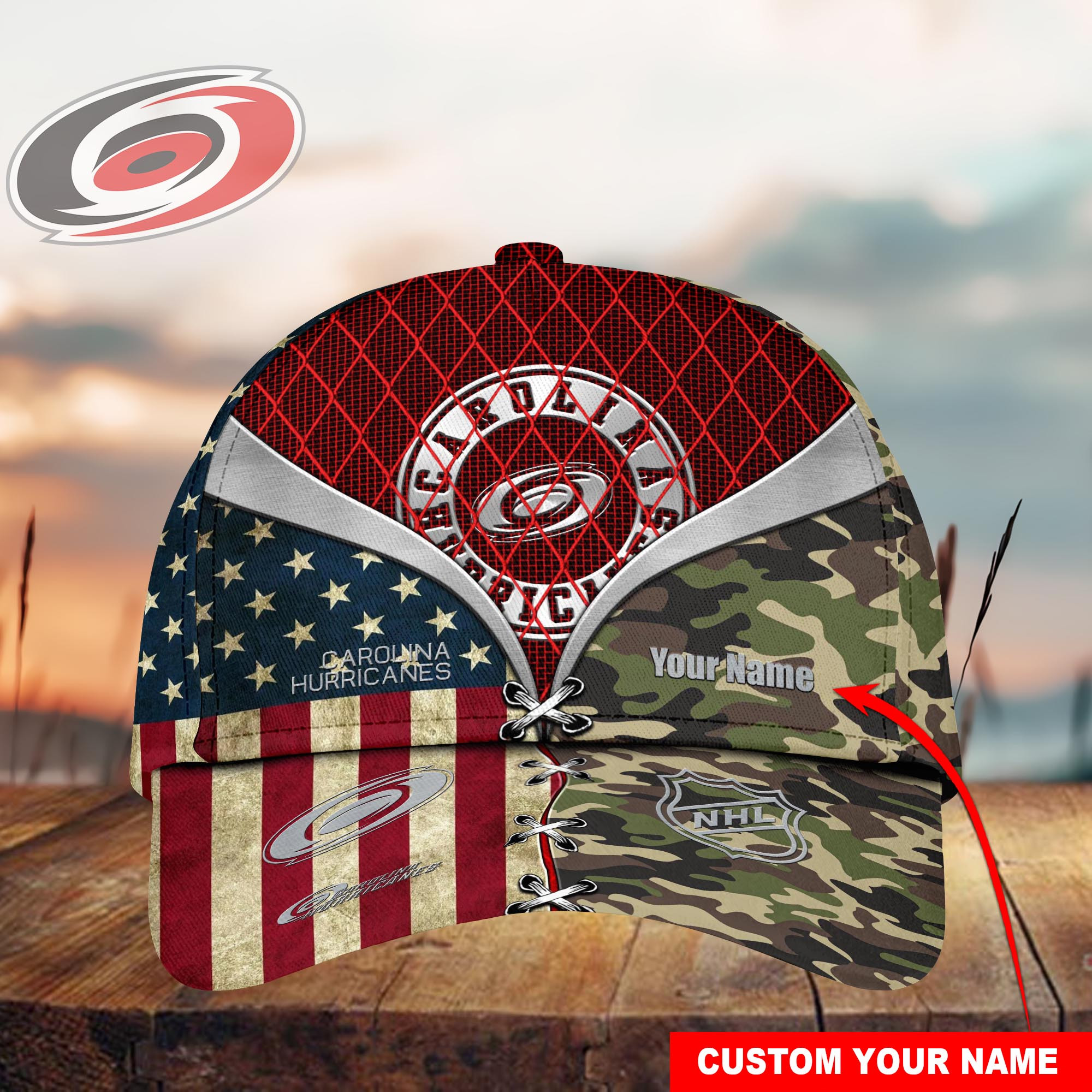 Carolina Hurricanes Custom Name Classic, Baseball Caps M-39569