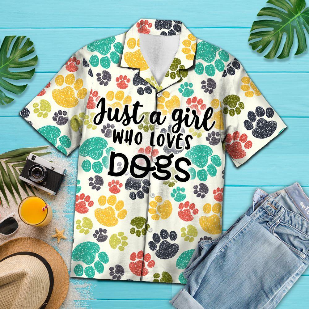 Aloha Shirt Mother’s day Father’s day unique gift ideas for mom & dad from daughter & son kids, meaningful birthday presents –  Just A Girl Who Loves Dogs H247003 – Hawaiian Shirt