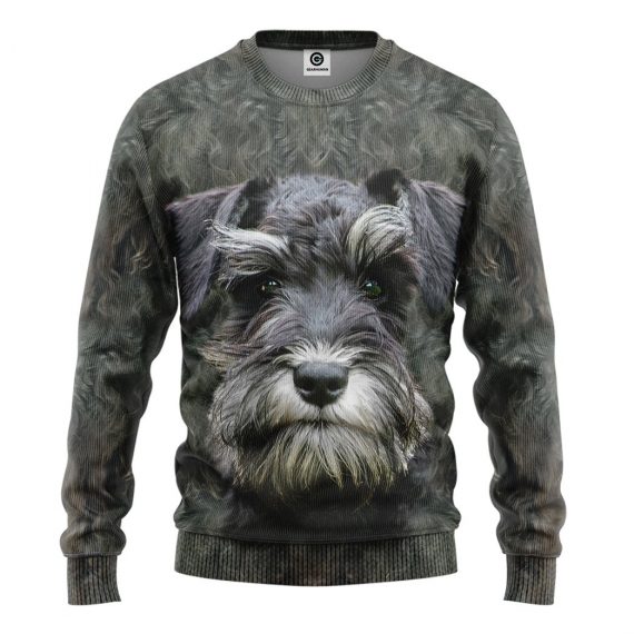 3D Miniature Schnauzer Dog Front And Back All Over Print Unisex Sweatshirt For Dog Lovers