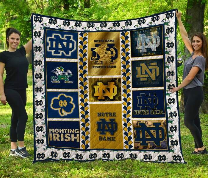 Notre Dame Fighting Irish Football 3D Quilt Blanket, Fleece Blanket