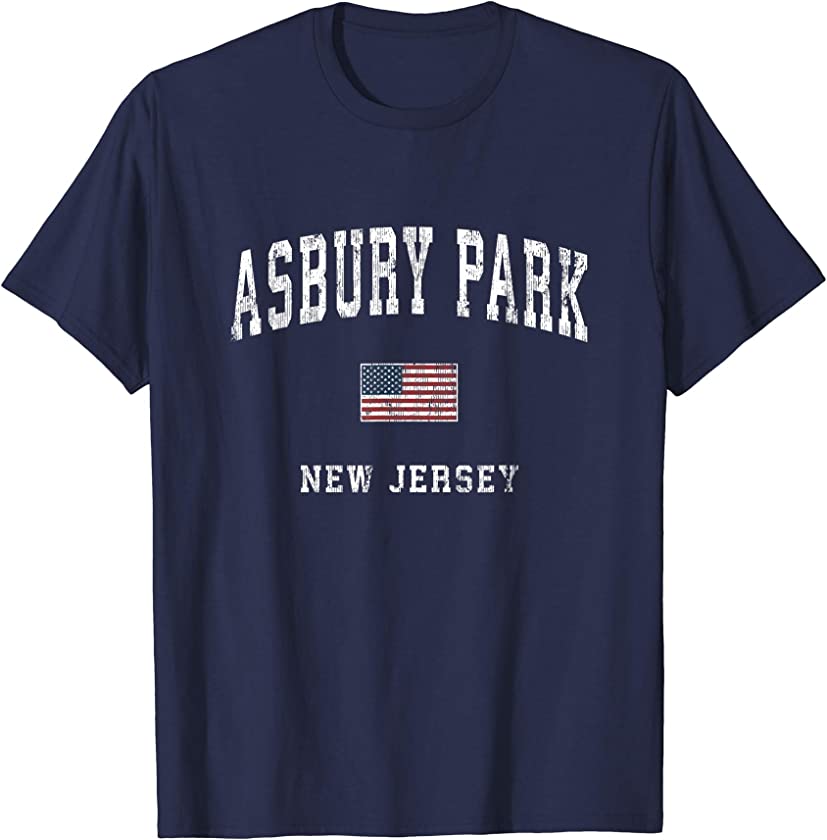 Asbury Park New Jersey NJ Vintage American Flag Sports T-Shirt