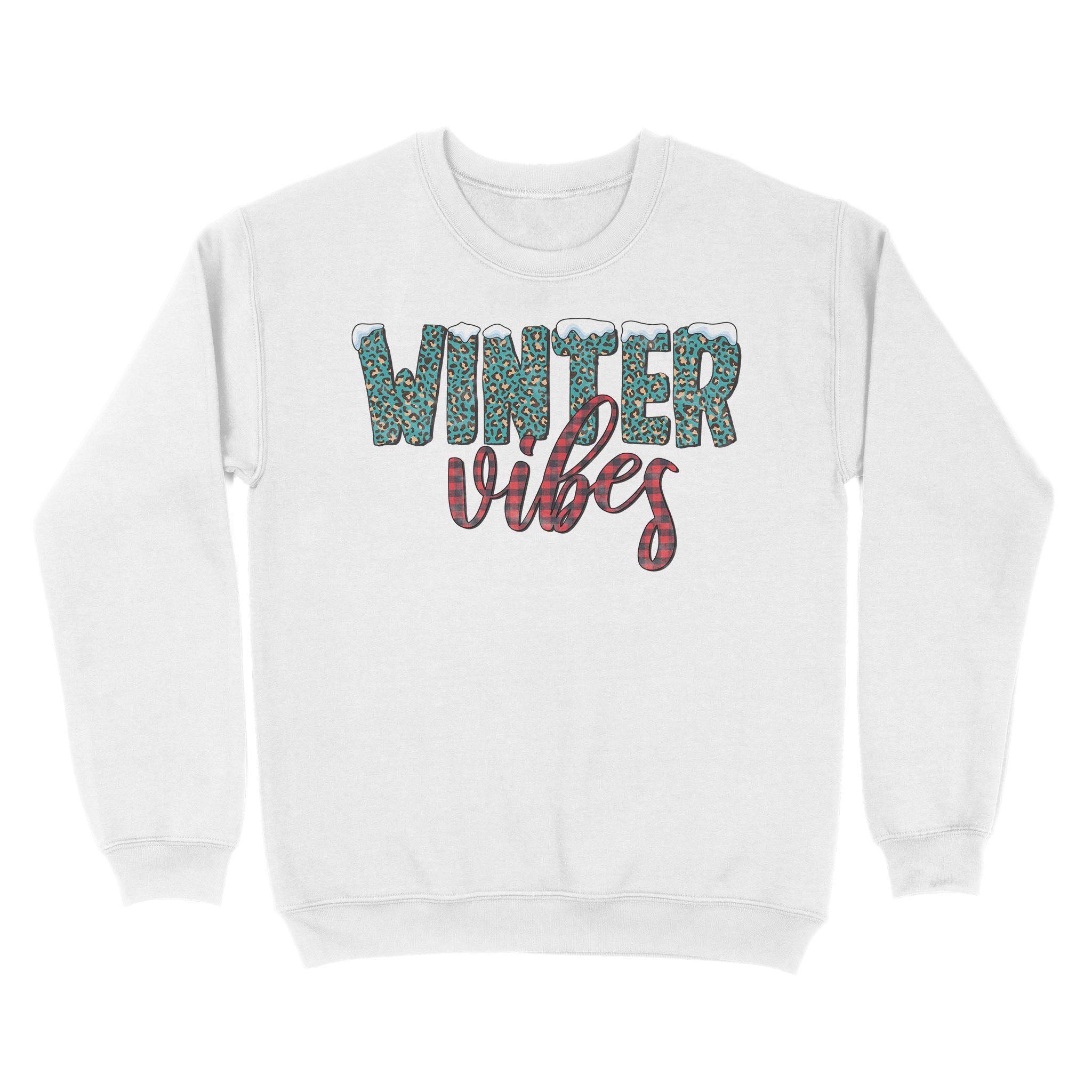 Winter Vibe Christmas Sweatshirt, Leopard Red Plaid Xmas Gifts Ffs – Iphw1905